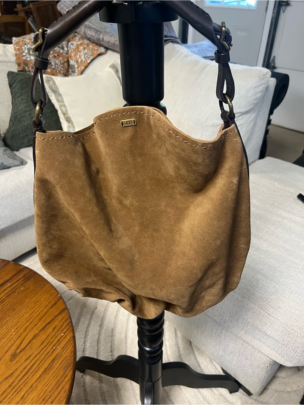 UGG Suede Shoulder Hobo Bag in Chestnut Brown